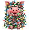 Cute Pig Christmas Fairy Lights Clumsy