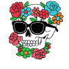 Flower Skull with Sunglasses