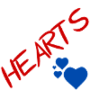 Blue hearts and red letters