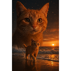 Sunset Cat Double View