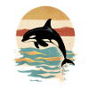 Orca Retro Sunset Ocean