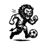 Fighting lion with ball