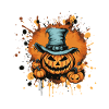Pumpkin face in top hat