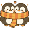 Twin Penguin Hug with Scarf