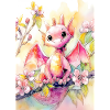 Dragon aquarelle florale