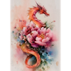 Dragon Aquarelle et Fleurs