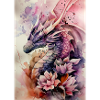 Dragon Aquarelle Fleurs Fantaisie