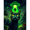 Neon UFO Cat in Moonlight