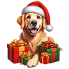 Weihnachtshund mit Geschenken