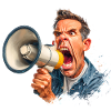 Loud call with megaphone