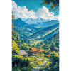 Illustration einer japanischen Landschaft