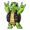 Rock'n'Roll Schildkröte trägt Lederjacke