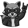 Rocker Raccoon with Rock On Gesture