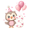 Third Birthday Owl with Balloons