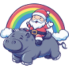 Nilpferd Weihnachtsmann Weihnachten