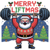 Pixel Santa lifts weights