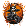 Skelett-Biker im Halloween-Rausch