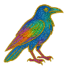 Rainbow Raven Patch Design