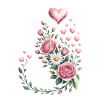 Flower Cat Silhouette Roses Hearts