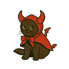 Kitten in red devil costume