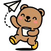 Happy teddy bear with paper airplane
