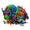 Rainbow Yak Graffiti Pattern