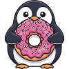 Cute Penguin Donut Dessert Cartoon Sugar