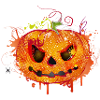 Gruseliger Halloween-Kürbis im Graffiti-Stil