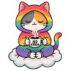 Rainbow Cat on a Cloud