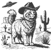 Desert cat with cowboy hat
