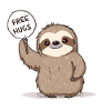 Cute Sloth with Free Hugs Sign