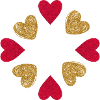 Kreis der Herzen Glitzer Rotgold