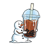 Schneemann und Bubble Tea Becher