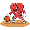 Mascotte de basketteur en maillot rouge