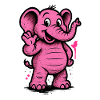 Pink Elephant Cartoon Character Joy