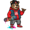 Wave Bear Skateboard Graffiti Pullover Hoodie