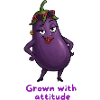 Eggplant with attitude vegetable illustration