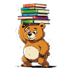 Lernbär mit Bücherstapeln