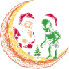Alien Santa Moon Christmas