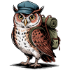 Wandering owl with backpack
