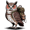 Owl with backpack