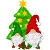 Gnome devant le sapin de Noël