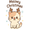 Meowy Christmas Cat with Antlers