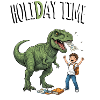 Vacation time dino and schoolchild