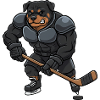 Cooler Rottweiler Eishockeyspieler Herrchen Sport