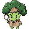 Cute Broccoli Detective Spy Cartoon Vegetarian