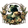 Chiens & Fleurs Art Nouveau Graphique b