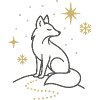 Moon wolf silhouette with stars