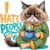 Chat Café Matin Grouch Drôle Introverti