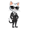 Elegant cat hero in suit